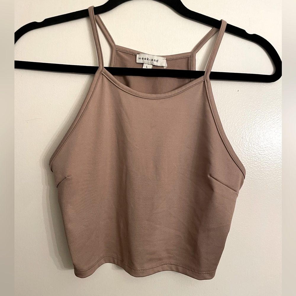 Cropped  Tan/camel tank top blouse, size Medium